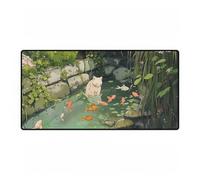 Tapis de Souris XXL, 1000x500x2 mm Tapis de Souris Gaming, avec Coutures sur Les Bords Base en Caoutchouc antidérapante pour Gamer, PC, Ordinateur (Animaux Chats Koi)