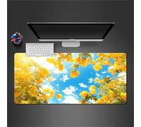 Tapis de Souris XXL 1000x500x2mm,Fleurs Jaunes Tapis de souri Gamer,avec Base Antidérapante,Lavable Mouse Pad pour PC,Bureau et Maison