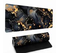 Tapis de Souris XXL 1000x500x2mm Liquide d'or Noir,Grand Tapis de Clavier Antidérapant avec Bords Cousus,Tapis de Souris de Jeu pour la Maison et Le Bureau