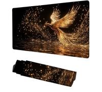 Tapis de Souris XXL 1000x500x3mm doré Souris Gaming Le Phoenix Tapis de Bureau, Accessoire Gaming, Haute Précision et Vitesse avec Bords Cousus et Base Antidérapante, pour Bureau, Maison f-159