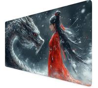 Tapis de Souris XXL 1000x500x3mm Grand Tapis de Souris Gamer Noir Dragon sous Main Bureau avec Bords Cousus Imperméable Antidérapant Mouse Pad Améliore Précision et Vitesse pour Maison/Bureau F1-349