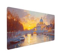 Tapis de Souris xxl 1000x500x3mm Imperméable Ville Tapis de Bureau Gaming pour Clavier Souris Sans fil Ordinateur Portable, Mouse Pad Paysage Bords Surpiqués Base Antidérapante, Cadeau Homme model2889