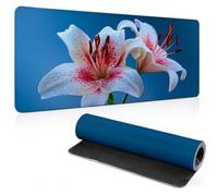 Tapis de Souris XXL - 1000x500x3mm Sous Main Bureau bleu lis 0c0-558 | avec Bords Cousus, Base en Caoutchouc antidérapant, Mouse Pad Lavable, Tapis de Bureau pour Gamer, Bureau, Cadeau Homme