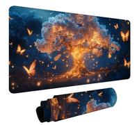 Tapis de Souris XXL 1000x500x3mm Tapis de Souris Gaming avec Base AntidéRapante ImperméAble à l'eau, Gamer Mouse Pad, Accessoire Bureau, Précision-Vitesse-Confort, Papillons AutourL'Arbre #L1513