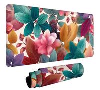 Tapis de Souris XXL 1000x500x3mm Tapis de Souris Gaming avec Base AntidéRapante ImperméAble à l'eau, Gamer Mouse Pad, Accessoire Bureau, Précision-Vitesse-Confort pour Tous, Feuilles Et Fleurs #L1237
