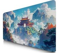 Tapis de Souris XXL 100x50cm Bleu Tapis de Souris Gaming, Sous Main Bureau Gaming Palais Accessoire Bureau Base en Caoutchouc Antidérapant Surface Confort, Mouse Pad pour Maison, Ordinateur, PC F0-746