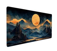 Tapis de Souris xxl 100x50x0.3CM Imperméable Lune Tapis de Bureau Gaming pour Clavier Souris Sans fil Ordinateur Portable, Mouse Pad Paysage Bords Surpiqués Base Antidérapante, Cadeau Homme model-4609