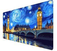 Tapis de Souris XXL 1200x400x3mm Tapis de Souris Ciel étoilé Mouse Pad Londres Améliore la Précision et la Vitesse, Antidérapant Étanche, Bords Cousus, Accessoires Gaming, Travail, Ordinateur Y7-1376