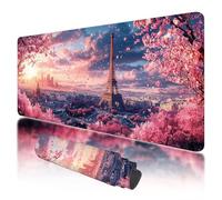 Tapis de Souris XXL 1200x600 mm, Grand Tapis de Souris Paris avec Imperméable et Caoutchouc Antidérapant, sous Main Bureau Rose à Bords Cousus, Améliore la Précision et la Vitesse pour Gamer, O-60