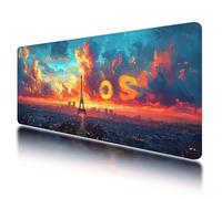 Tapis de Souris XXL 1200x600 mm, Tapis de Souris Couleur avec Caoutchouc Antidérapant et Imperméable, sous Main Bureau Paris à Bords Cousus, Améliore la Précision et Vitesse, pour Gamer, Bureau, -356