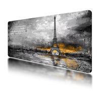 Tapis de Souris XXL 1200x600 mm, Tapis de Souris Gris avec Caoutchouc Antidérapant et Imperméable, sous Main Bureau Paris à Bords Cousus, Améliore la Précision et la Vitesse, pour Gamer, Bureau, O-84