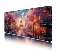 Tapis de Souris XXL 1200x600 mm, Tapis de Souris Rose avec Caoutchouc Antidérapant et Imperméable, sous Main Bureau Paris à Bords Cousus, Améliore la Précision et la Vitesse, pour Gamer, Bureau, -266