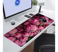 Tapis de Souris XXL 1200x600x2 mm, Mouse Pad Gaming Lotus Rose, sous-Main Bureau Gamer Extra Large avec Base Antidérapante Améliorer précision et Vitesse, pour Gamer, Ordinateur, PC