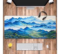 Tapis de Souris XXL 1200x600x3 mm Blue Mountain Village Grand Tapis de Souris de Jeu,avec Base Anti-Dérapage et Bords surpiqués Mouse Pad pour Gamer, Ordinateur, PC