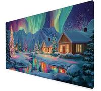 Tapis De Souris XXL 1200x600x3mm, Aurora Grand Tapis De Souris Gamer, Tapis Souris Arbre de Noël avec Base en Caoutchouc AntidéRapante,Tapis De Bureau pour éTudes, Gaming.IdéAl Cadeau Homme A455