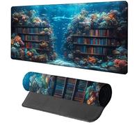 Tapis de Souris XXL 1200x600x3mm, Bleu Tapis Souris OcéAn sous Main Bureau Gaming avec Base en Caoutchouc Antidérapante, Bords Cousus Grand Mouse Pad pour Accessoires Bureau Travail Cadeau 5-7252
