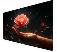Tapis De Souris xxl 1200x600x3mm, rose Grand Tapis De Souris Gamer, Tapis Souris fleur Avec éTanche Base En Caoutchouc AntidéRapante,Tapis De Bureau Lavable Pour éTudes, Gaming.IdéAl Cadeau Homme A186