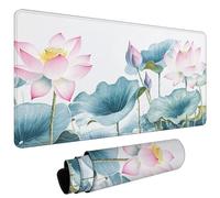 Tapis de Souris XXL 1200x600x3mm Tapis de Souris Gaming avec Base AntidéRapante ImperméAble à l'eau, Gamer Mouse Pad, Accessoire Bureau, Précision-Vitesse-Confort pour Tous, Plante De Lotus #L1805