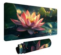Tapis de Souris XXL 1200x600x3mm Tapis de Souris Gaming avec Base AntidéRapante ImperméAble à l'eau, Gamer Mouse Pad, Accessoire Bureau, Précision-Vitesse-Confort pour Tous Types Lotus De Rêve L#L1387