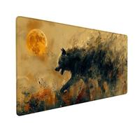 Tapis de Souris XXL 1200x600x3mm, Vert Tapis de Souris Gaming avec Surface en Caoutchouc Antidérapant, Améliore la Précision et la Vitesse, PC Gamer et Accessoire Bureau, Cadeau Homme, Loup Q-5018