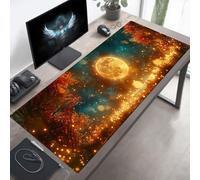 Tapis de Souris XXL 140 x 60 cm, Tapis de Souris Gamer Lune, Grand sous Main, Base en Caoutchouc Antidérapante, Bords Cousus, Imperméable Mouse Pad Jaune, Améliorer Précision PjY7319 O-B