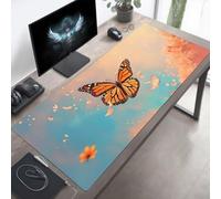 Tapis de Souris XXL 140 x 60 cm, Tapis de Souris Gamer Papillon, Grand sous Main, Base en Caoutchouc Antidérapante, Bords Cousus, Imperméable Mouse Pad Jaune, Améliorer Précision PjY13359 Y-A