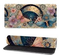 Tapis de Souris XXL 1400x600x3mm Papillon, Tapis de Souris Gaming Lune, Amélioration de la Précision et de la Vitesse, Mouse Pad Gaming Base en Caoutchouc Antidérapant, Décoration de Bureau MM-233