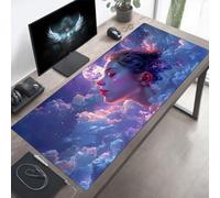 Tapis de Souris XXL 1400x600x3mm, Tapis de Souris Gamer Femme, Grand sous Main, Base en Caoutchouc Antidérapante, Bords Cousus, Imperméable Mouse Pad Rose, Améliorer Précision PjY5129 H-7