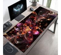 Tapis de Souris XXL 1400x600x3mm, Tapis de Souris Gamer Fleur, Grand sous Main, Base en Caoutchouc Antidérapante, Bords Cousus, Imperméable Mouse Pad Noir, Améliorer Précision PjY14689 T-D