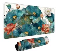 Tapis de Souris XXL 1400x600x3mm Tapis de Souris Gaming avec Base AntidéRapante ImperméAble à l'eau, Gamer Mouse Pad, Accessoire Bureau, Précision-Vitesse-Confort, FeuilleLotus Et Lotus #L935