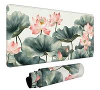 Tapis de Souris XXL 1400x600x3mm Tapis de Souris Gaming avec Base AntidéRapante ImperméAble à l'eau, Gamer Mouse Pad, Accessoire Bureau, Précision-Vitesse-Confort pour Tous Types Lotus En Fleurs #L647