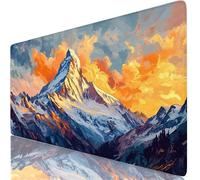 Tapis de Souris XXL 150x80cm Blanc Tapis de Souris Gaming, sous Main Bureau Gaming Montagne Enneigée Base en Caoutchouc Antidérapant Surface Confort, Mouse Pad pour Maison, Ordinateur, Cadeau W6-434