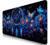 Tapis de Souris XXL 150x80cm Bleu Tapis de Souris Gaming, Sous Main Bureau Gaming Attrape-Rêves Accessoire Bureau Base en Caoutchouc Antidérapant Surface Confort, Mouse Pad pour PC Cadeau Femme F0-706