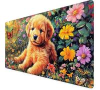 Tapis de Souris XXL 1600 x 800mm Grand Tapis de Souris Gamer Orange Chien sous Main Bureau avec Bords Cousus Imperméable Antidérapant Mouse Pad Améliore Précision et Vitesse pour Maison/Bureau F1-777