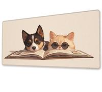 Tapis de Souris XXL 1600x800x3 mm Chat Et Chien Tapis Souris Gamer Haute Précision et Vitesse Mouse Pad avec Bords Cousus et Base en Caoutchouc Antidérapante pour Gaming Accessoire Cadeaux zj-401
