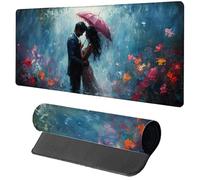 Tapis de Souris XXL 1600x800x3mm, Bleu Tapis Souris Amour sous Main Bureau Gaming avec Base en Caoutchouc Antidérapante, Bords Cousus Grand Mouse Pad pour Accessoires Bureau Travail Cadeau 8-2405