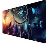 Tapis de Souris XXL 1600x800x3mm Grand Tapis de Souris Gamer Coloré Attrape-rêves sous Main Bureau avec Bords Cousus Imperméable Antidérapant Améliore Précision et Vitesse pour Maison/Bureau F1-136