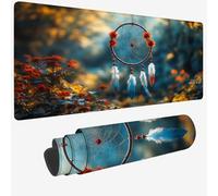 Tapis de Souris XXL 500 x 250 x 3 MM, Bleu Grand Tapis de Souris avec Imperméable et Antidérapant Attrape-rêves sous Main Bureau à Bords Cousus, Améliore la Précision et la Vitesse pour Gamer W-1332