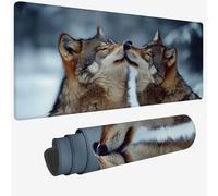 Tapis de Souris XXL 500 x 250 x 3 MM, gris Grand Tapis de Souris avec Imperméable et Caoutchouc Antidérapant Loup Sous Main Bureau à Bords Cousus, Améliore la Précision et la Vitesse pour Gamer W-1374