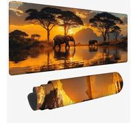 Tapis de Souris XXL 500 x 250 x 3 MM, Jaune Grand Tapis de Souris avec Imperméable et Caoutchouc Antidérapant éléphant sous Main Bureau à Bords Cousus, Améliore Précision et Vitesse pour Gamer W-836