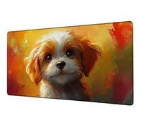 Tapis de Souris XXL 500x250 mm Tapis Souris Gamer Chien Grand sous Main Bureau Accessoire Couleur Orange Mouse Pad avec Base Anti-Dérapage sous Main Imperméable Mouse Pad, pour Gaming Bureau D-245