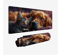 Tapis de Souris XXL 520x250, Tapis Souris Chien sous Main Bureau, Mouse Pad Chat Mousepad Imperméable, Desk Mat Antidérapant, sous Main avec Bords Surpiqués, Accessoire Bureau, Cadeau Femme H2-793