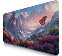 Tapis de Souris XXL 52x25cm Montagne Tapis de Souris Gaming, Sous Main Bureau Gaming Papillon Accessoire Bureau Base en Caoutchouc Antidérapant Surface Confort, Mouse Pad pour PC, Cadeau Femme F0-1096