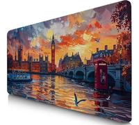 Tapis de Souris XXL 52x25cm Paris Tapis de Souris Gaming, sous Main Bureau Gaming Big Ben Accessoire Bureau Base en Caoutchouc Antidérapant Surface Confort, Mouse Pad pour Maison, Ordinateur F0-1060