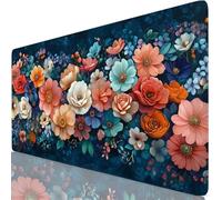 Tapis de Souris XXL 52x25cm, Usine Tapis de Souris Gaming, Sous Main Bureau Gaming Fleur Mouse Pad avec Coutures sur Les Bords, Antidérapant Mouse Pad Accessoire Bureau pour Gamer,Maison,Cadeau Y8-730