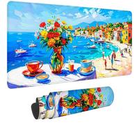 Tapis de Souris XXL 600 x 300 mm 2025 Neuf Grand Tapis Souris Italie avec à Bords Cousus, Gaming Mouse Pad Imperméable,Améliore la Précision et la Vitesse - pour Mouse Pad et Claviers,Océan,-DD 1337
