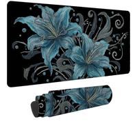 Tapis de Souris XXL 600 x 300 mm 2025 Neuf Grand Tapis Souris Rétro avec à Bords Cousus, Gaming Mouse Pad Imperméable,Améliore la Précision et la Vitesse - pour Mouse Pad et Claviers,Fleur,-DD 443