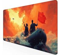 Tapis de Souris XXL 600 x 300 mm Tapis de Souris Gamer Rouge Guerre, Accessoires Bureau avec Base Antidérapante et Bords Cousus, Deco, Cadeau Anniversaire Homme, Mousepad pour Computer -z1c09W92