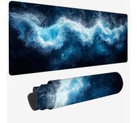 Tapis de Souris XXL 600 x 300 x 3 MM,Bleu Grand Tapis de Souris avec Imperméable et Caoutchouc Antidérapant Vague sous Main Bureau à Bords Cousus,Améliore la Précision et la Vitesse pour Gamer W-1102