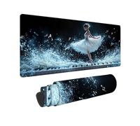 Tapis de Souris XXL 600 x300 mm Tapis de Souris Noir Et Blanc Accessoire Bureau Travail Fille Au Piano, Résistant à Usure Lavable, Gaming Accessoire avec Base en Caoutchouc Antidérapante -TL8905